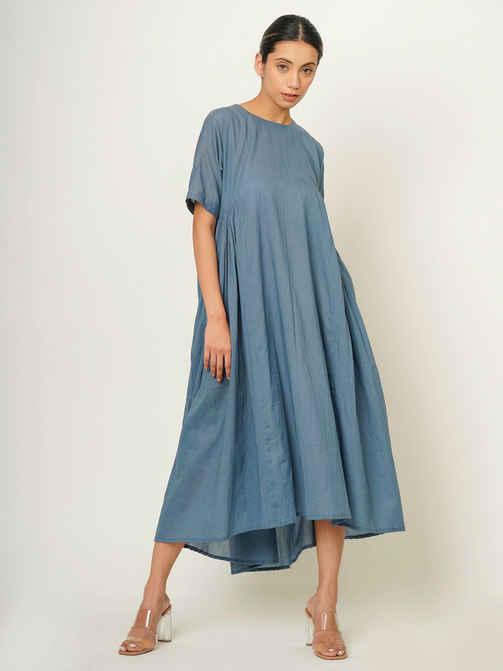 Organic Cotton Summer Dress with Pockets, Oversized Boho Midi Dress, Loose Fit Casual Tunic, Comfortable Everyday Outfit, Custom Dress