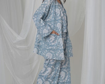 Printed Nightsuit, Cotton Oversized Pajama Set, Breathable Nightwear, Cozy Sleepwear, Loose Fit Loungewear, Plus Size & Petite
