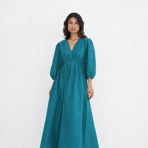 Textured Cotton Maxi Dress, Long Cottagecore Dress, Soft Gathered Flowy Dress, Comfortable Fit, Boho Tunic, Relaxed Summer Dress, Plus Size
