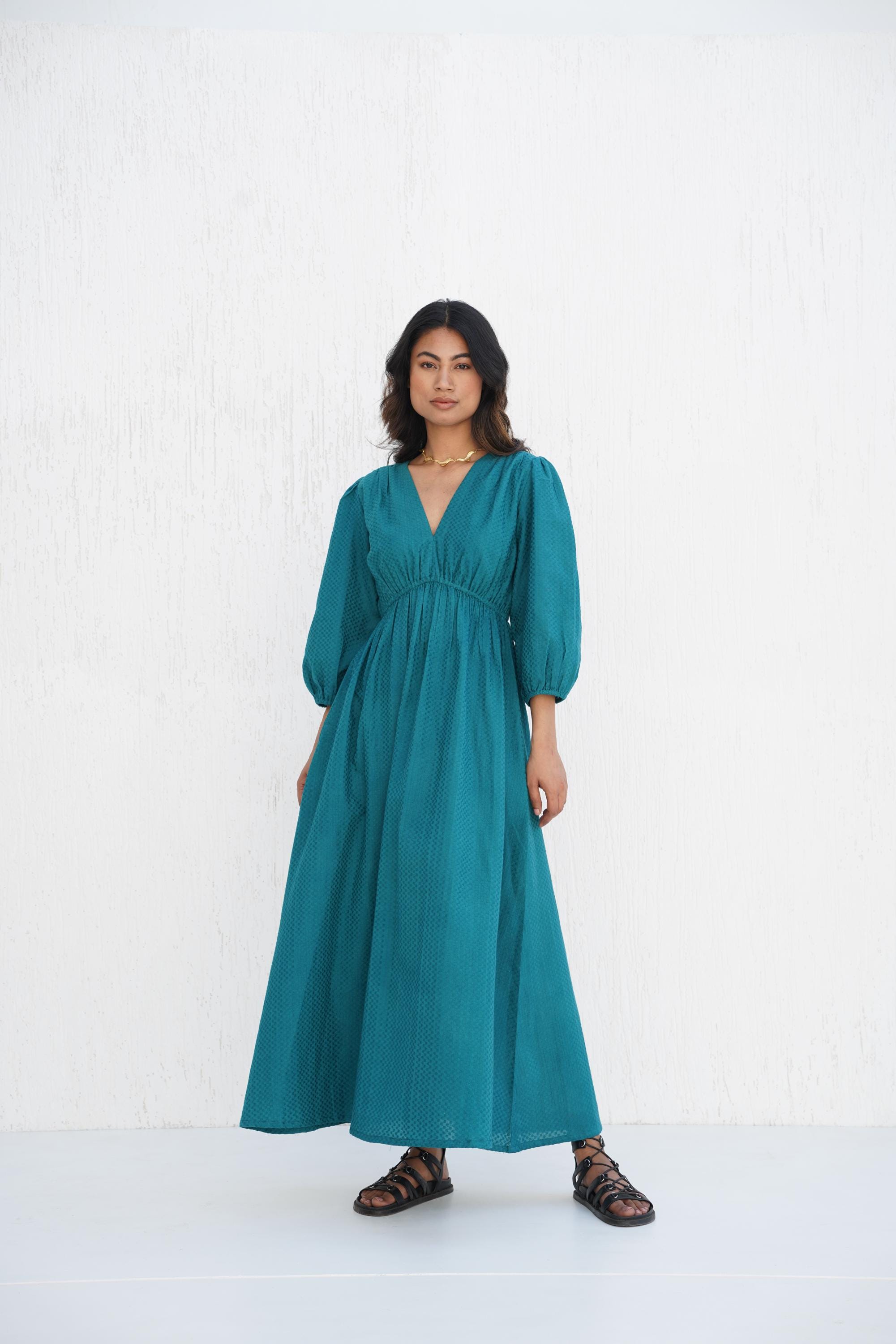Textured Cotton Maxi Dress, Long Cottagecore Dress, Soft Gathered Flowy Dress, Comfortable Fit, Boho Tunic, Relaxed Summer Dress, Plus Size