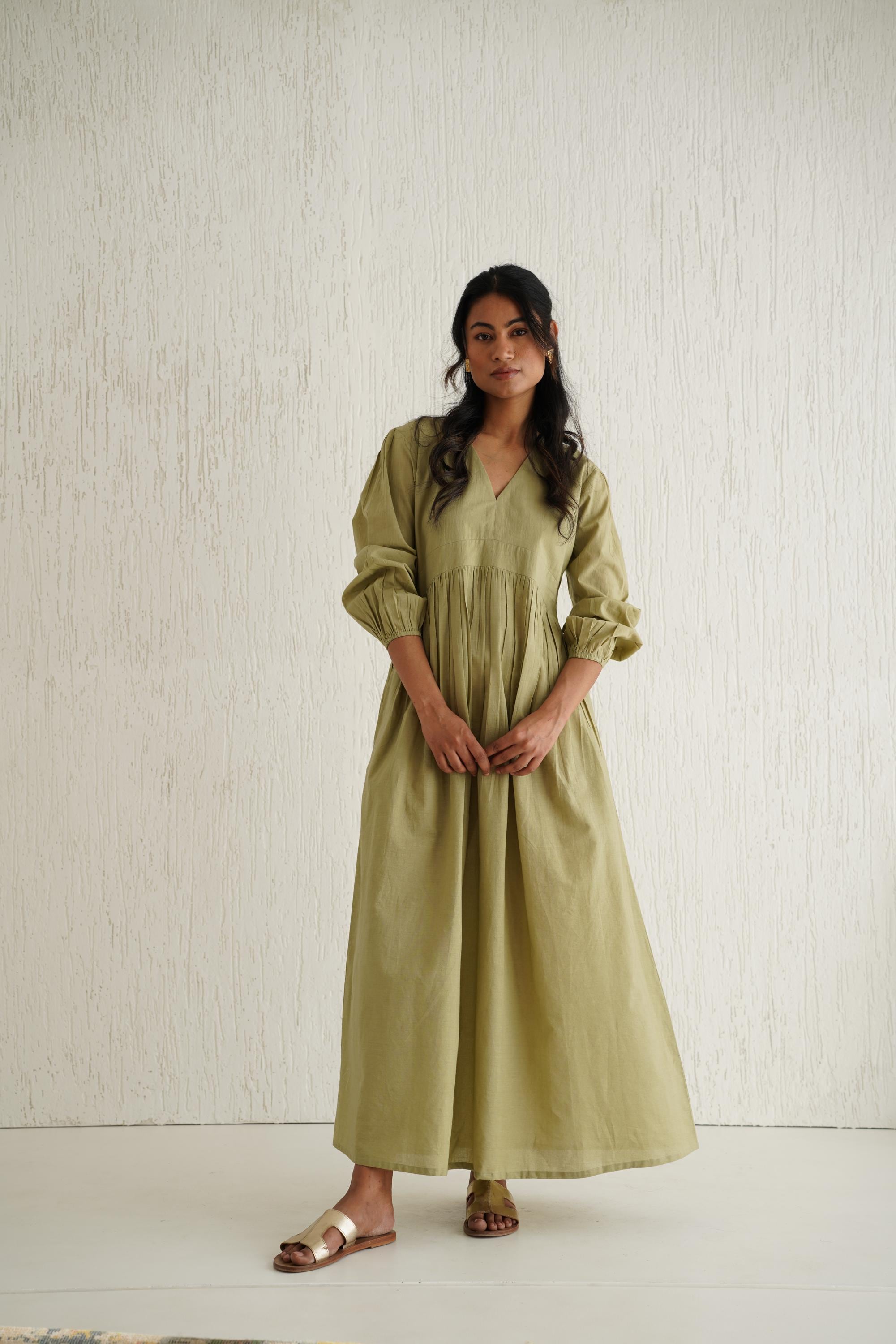 Organic Cotton Midi Dress, Loose Cottagecore Dress, Soft Gathered Flowy Dress, Comfortable Fit, Boho Tunic, Relaxed Summer Dress Plus Size