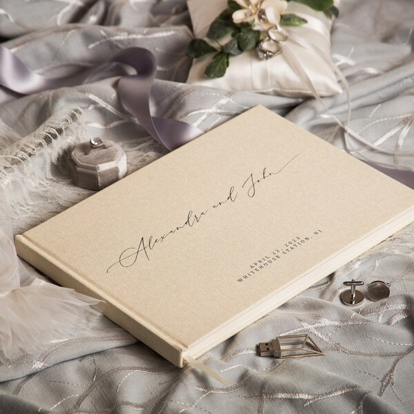 Linen Guest Book Etsy