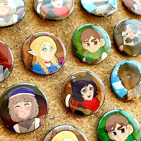 Dungeon Meshi Lineless 1.5” Buttons