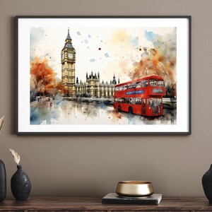 England Art Print, Big Ben Art, London Wall Art, London Cityscape Art, London Poster, London Gift, Travel Poster, Downloadable Print | #6
