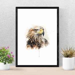Eagle Portrait Drawing | Water Color | Wildlife Print | Bird Print | Simple Artwork | Vintage Sketch | Printable Wall Art | Digital Download