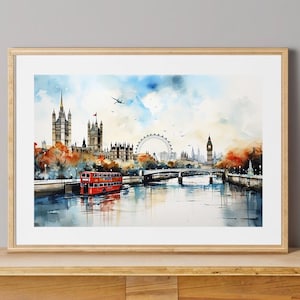 London Wall Art, London Poster, London Cityscape Art, London Gift, Travel Poster, England Art Print, Big Ben Art, Downloadable Print | #7