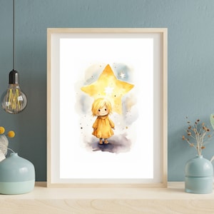 Star Child Art Print | Watercolor Star Artwork | Star Nursery Wall Art | Celestial Nursery Decor | Star Nursery Decor | Children’s Decor
