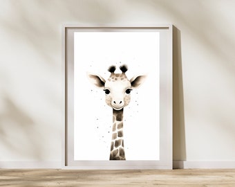 Neutral Giraffe Printable Art | Gender Neutral Nursery Wall Decor | Giraffe Nursery Art | Safari Animals | Safari Nursery | Digital Download