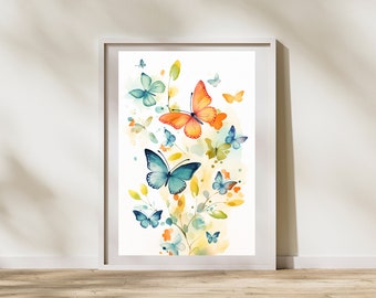 Watercolor Butterflies Swarm #5 Printable Wall Art | Butterfly Decor | Butterfly Art Print | Insect Print | Insect Decor | Digital Download