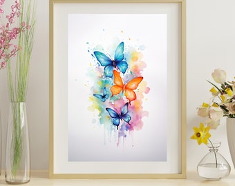 Watercolor Butterflies Swarm #6 Printable Wall Art | Butterfly Decor | Butterfly Art Print | Insect Print | Insect Decor | Digital Download