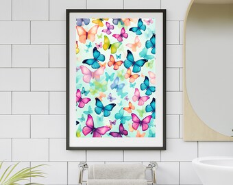 Butterflies Swarm Printable Wall Art | Butterfly Decor | Watercolor | Butterfly Art Print | Insect Print |  Insect Decor | Digital Download