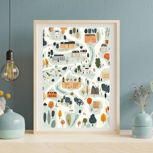 London Map Illustration, London Wall Art, London Cityscape Art, London Poster, Travel Poster, England Landmarks, Downloadable Print | #V7
