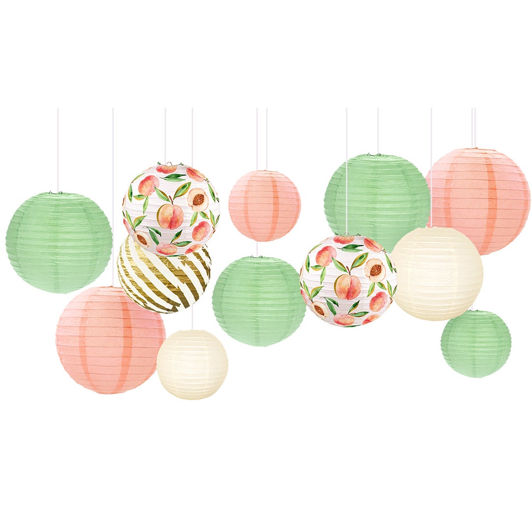 Peach Paper Lantern Set of 12 Colourful Lamp Hanging Etsy