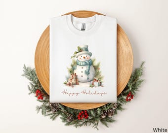 Christmas Crewneck Sweatshirt | Cute Snowman Holiday Shirt | Christmas Snowman Crewneck Shirt | Happy Holidays Shirt | Women's X-mas Shirt