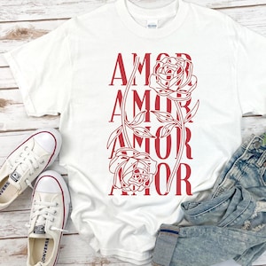 Amor Valentine Spanish Teacher T-Shirt, Spanish Valentine&#39;s Day Shirt, Valentine Gift, Teacher Love Apparel, Romantic Sweatshirt
