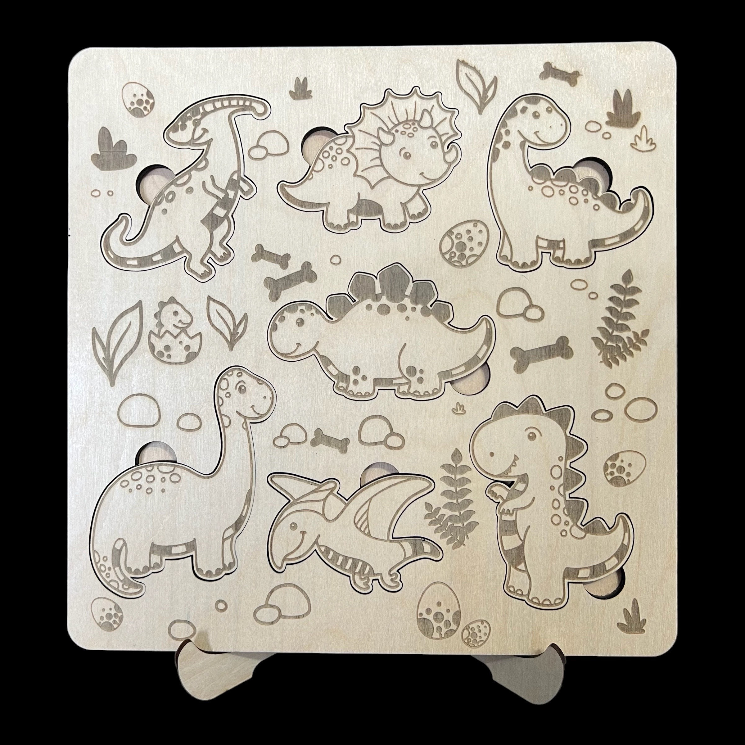 Dinosaur Wood Puzzle | Handmade Kids Educational Toy - Etsy