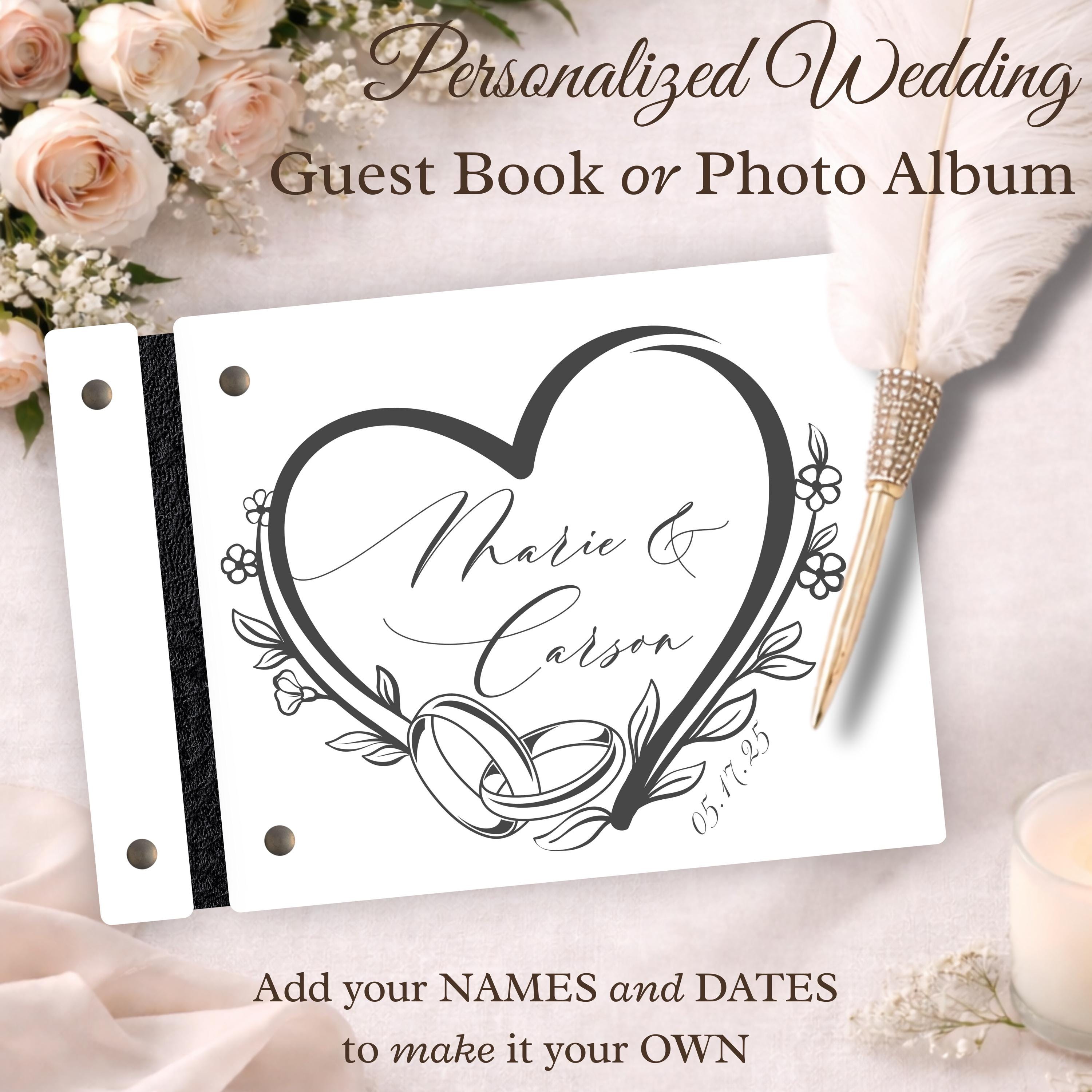 Personalized Wooden Wedding Guest Book Custom Names, Date, Rustic Keepsake