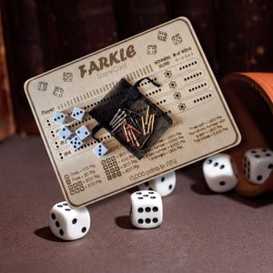 Personalized Farkle Dice Game: Laser Engraved Wood Scoreboard