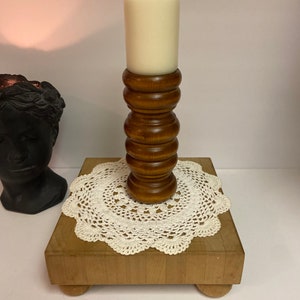 Portacandele Rotondo Portacandele In Legno Mango FTWdesign - Stile Vintage Marrone Antico Portacandele Mango Rustico