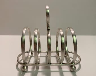 Vintage EPSN Silver Plated Four Slice Toast Rack With Ball Feet
