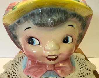 Vintage Miss Dainty Lefton Grey Hair Cookie Jar