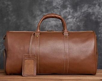 Travel Bag,Leather Bag,Men Weekend Travel Bag,Overnight Bag,Leather Gift For Men