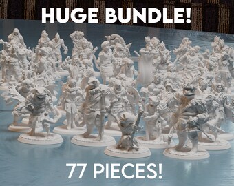 HUGE D&D Starter Kit! 77 Pieces Bundle! Various Friends and Foes Tabletop Miniatures | High Quality 8K Resin