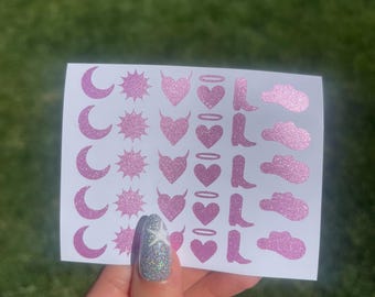 Pegatinas bronceadoras: Sol, Luna y Corazón - Calcomanías de bronceado para vacaciones