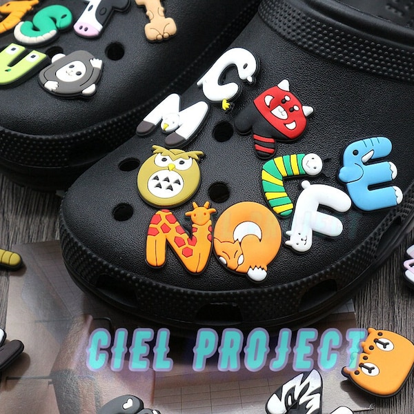 NEW 26 Styles Animal Aphabet ,Croc Compatible Shoe Charms Cute Animals English Aphabet Letters CielProject Quality Degisn