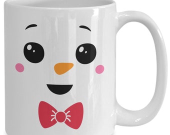 Snowman Hot Chocolate Face Mug, Novelty Snowman Face Christmas Mug Gift for Kids