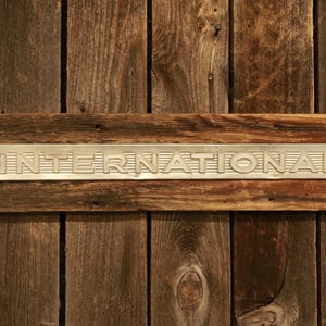 International Tractor Emblem Rustic Barn Board Sign