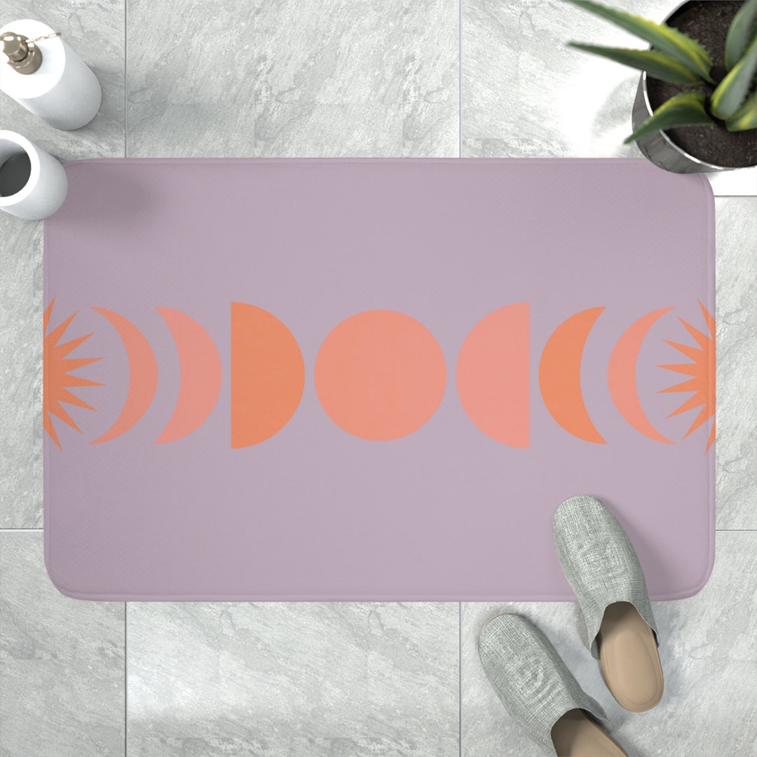 Memory Foam Bath Mat Moon Phase Bath Mat Lavender & Orange Bath Mat Etsy