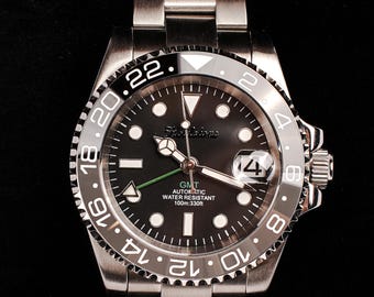 カスタムブラックセイコーモッドウォッチ：ステンレススチール