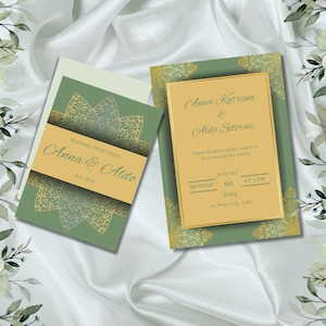 Modèle de faire-part de mariage de luxe | Faire-part de mariage à télécharger | Faire-part de mariage numérique