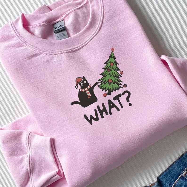 Cat Christmas Embroidery Design Funny Christmas Embroidery Etsy UK