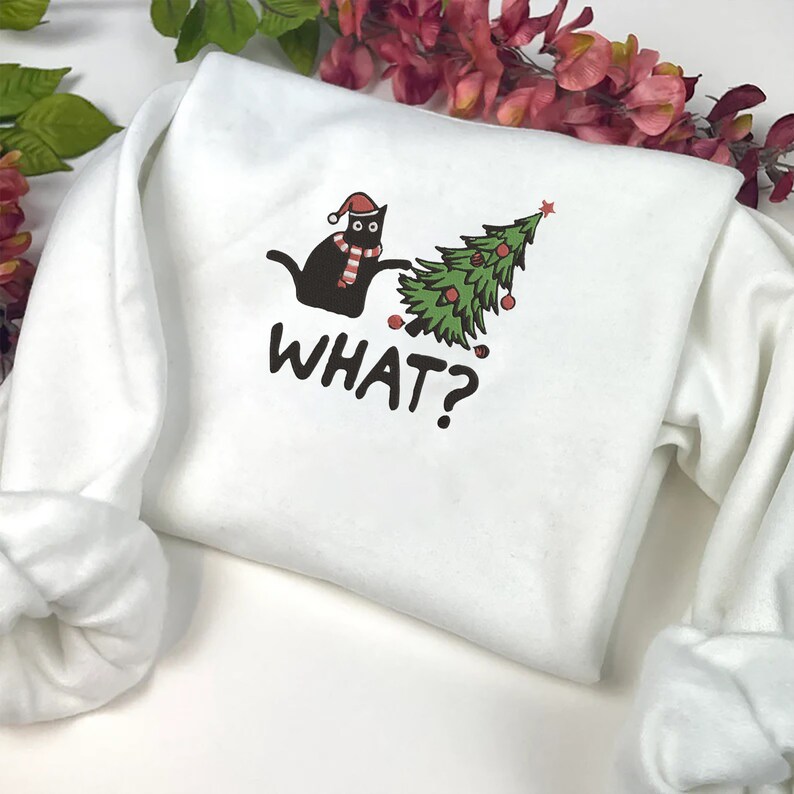 Cat Christmas Embroidery Design Funny Christmas Embroidery Etsy UK
