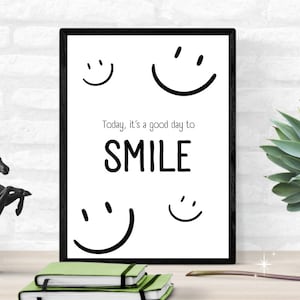 smile poster for wall decors ,Canvas art Minimalist Quote Poster,  custom canvas print, smile canvas print for home decors