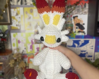 Fire Bunny Inspired Crochet Snuggler Plush | Monster Stuffie | Baby shower gift
