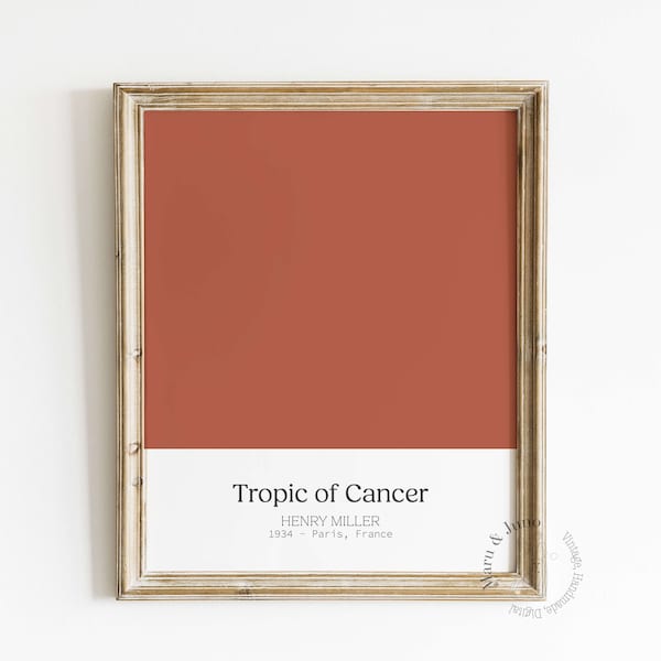 Printable Wall Art | Book Nook Decor | Tropic of Cancer by Henry Miller | Boho Decoration | Terracota Color Palette