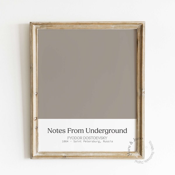 Color Block Art | Earth Tone Print  | Notes From Underground by Fyodor Dostoevsky  | Instant Download | Bookish Gift | Printable Poster