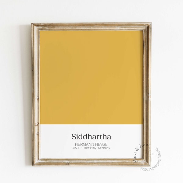 Art mural lumineux | Poster imprimable | Siddhartha par Hermann Hesse | Esthétique sereine | Téléchargement instantané | Cadeau livresques | Décoration jaune