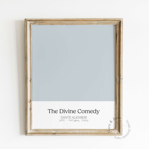 Color Block Printable | Blue Decor | The Divine Comedy by Dante Alighieri | Book Lovers Decor | Digital Download | Serene Aesthetic