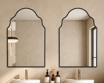 Arched Wall Mirror: Art Deco Flotal Glass Bathroom Vanity Mirror