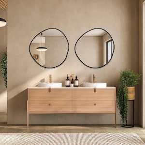 Asymmetrical Bathroom Vanity Mirror, Modern Round Irregular Mirror, Aesthetic Mirror Home Decor