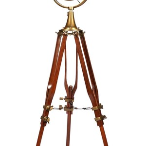 Vintage Metal and Wooden Tripod Spotlight Floor Lamp for Living Room Bedroom Room Hotel Restaurant colour:walnut and gold ,71D71W180 CM zdjęcie 4