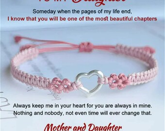 To My Daughter Granddaughter Love Heart Bracelet - Forever Linked Together Bracelet -Bradied Bracelet -Birthday Gift For Her -Christmas Gift