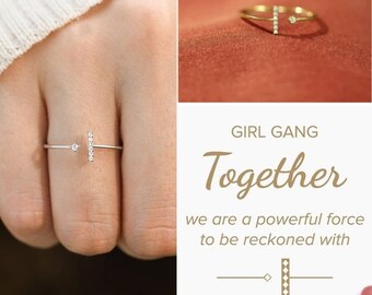 Gift For Bestie - Girl Gang Minimalist T Shaped Ring -Adjustable Stacking Rings For Women- Thin Ring - Bridesmaid Gifts - Best Friend Gift