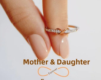 Mother & Daughter Forever Linked Together Ring - Infinity Promise Knot Ring - Birthday Gift For Daughter - Gift for Mom - Christmas Gift