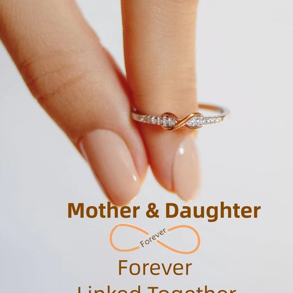 Mother & Daughter Forever Linked Together Ring - Infinity Promise Knot Ring - Birthday Gift For Daughter - Gift for Mom - Christmas Gift