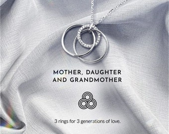 Generation Necklace-Mother Daughter Grandmother Forever Link Together Circles Pendant Necklace-Christmas Birthday Gift for Mum Daughter Nana